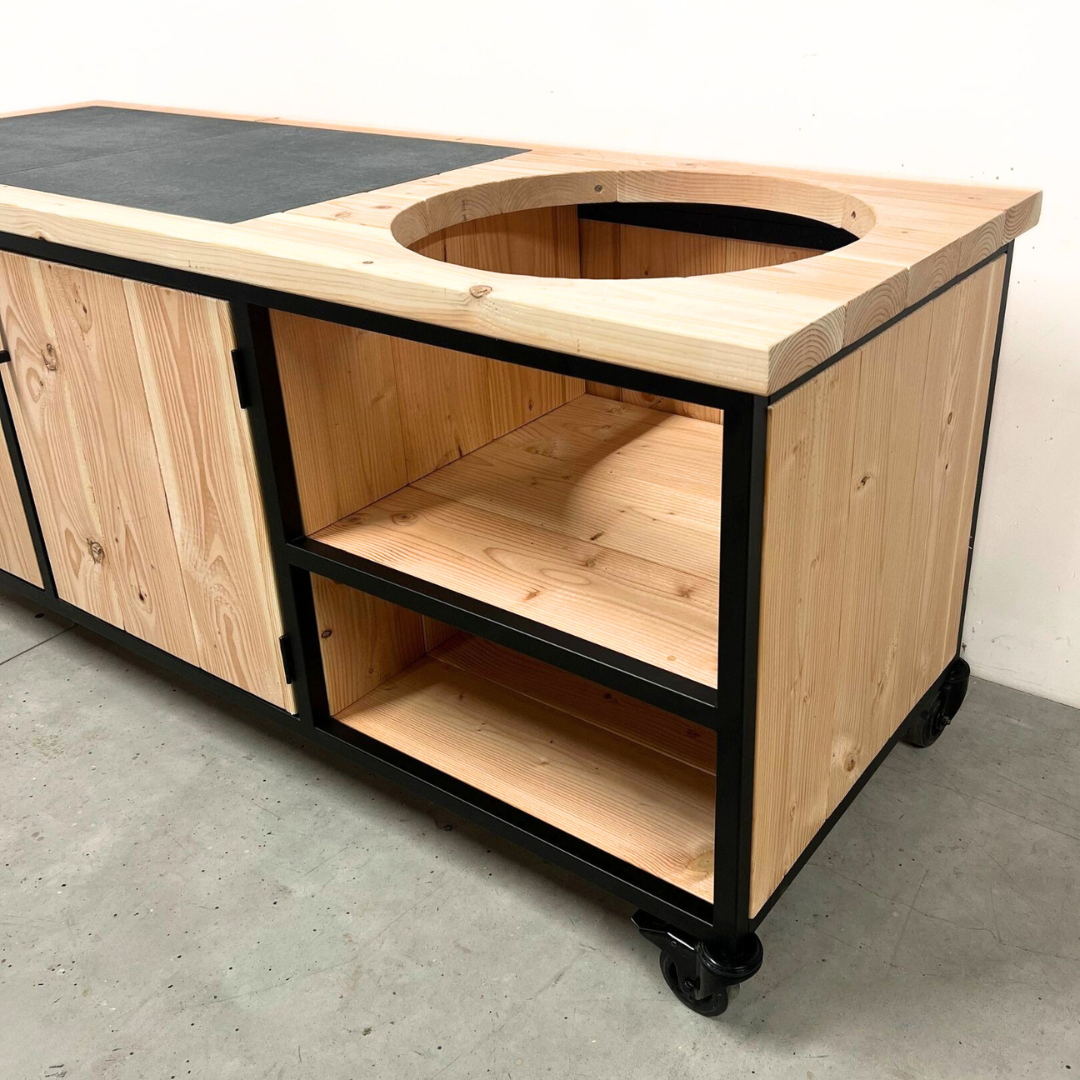 Buitenkeuken Douglas en staal met opbergkast en Keramische tegel - Lengte 205 cm - Afbeelding 2